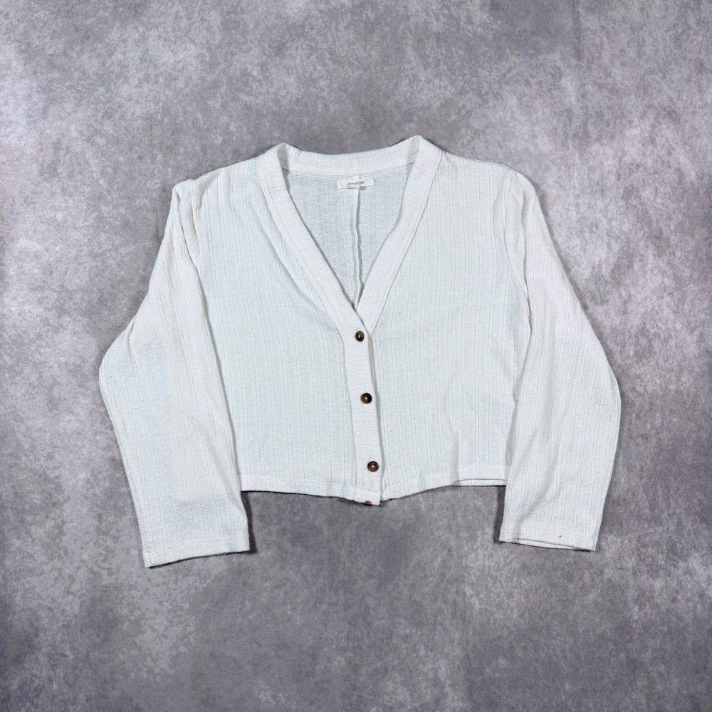 Maurices White Pointelle Knit Cropped Cardigan V-Neck Button Up Cottagecore S